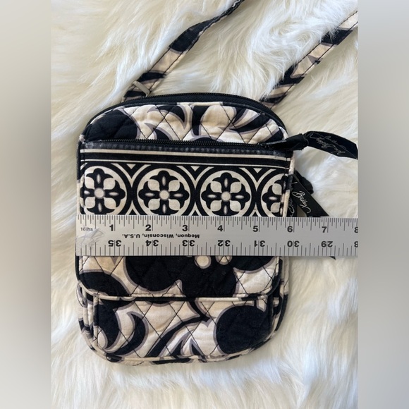 Vera Bradley cloth crossover bag with built in wallet black and white - Picture 6 of 10